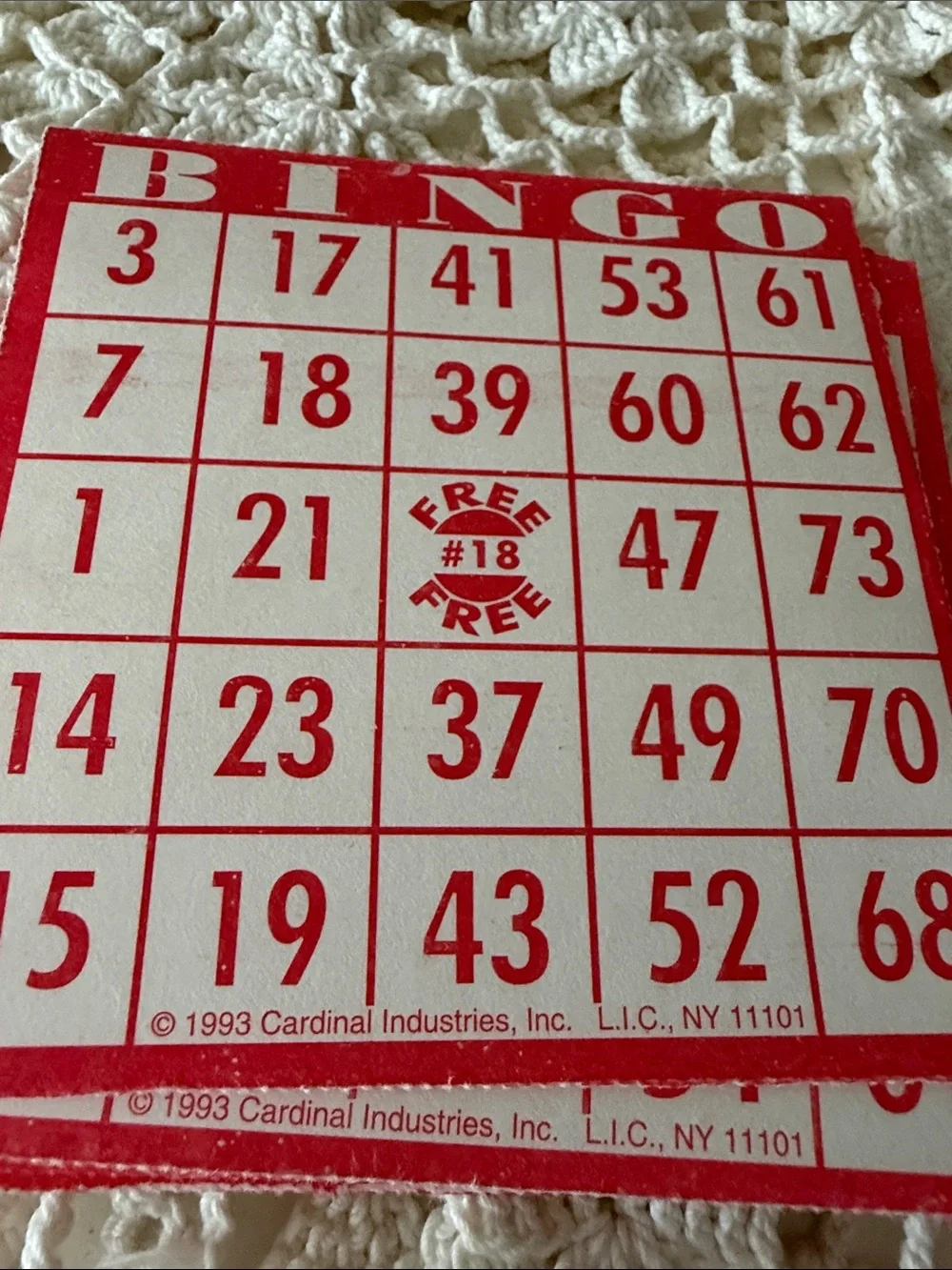 Vintage Bingo Game Cards Set 15 - Red and White